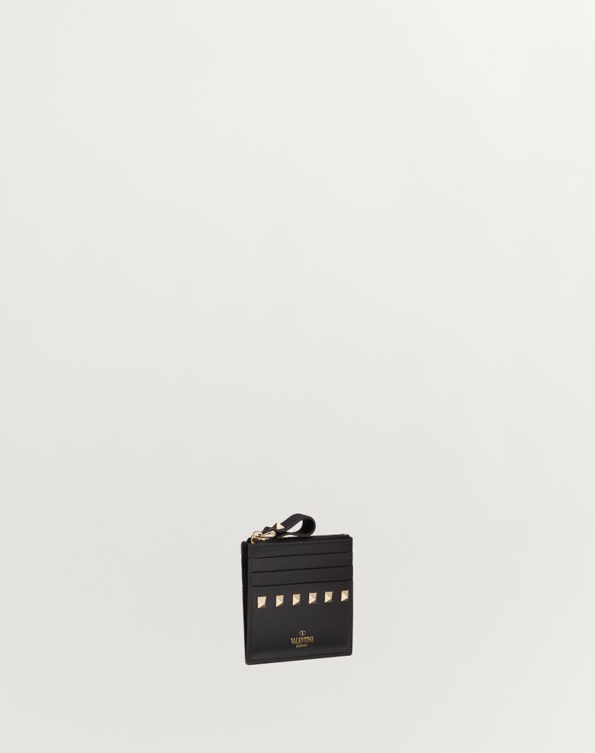 Valentino Handbags Portacarte Rockstud In Vitello Con Zip per Donna in Azzurro | Valentino IT Novità
