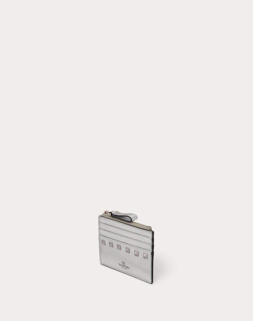 Valentino Handbags Portacarte Con Zip Rockstud In Vitello Granato Metallizzato per Donna in Argento | Valentino IT Sconto