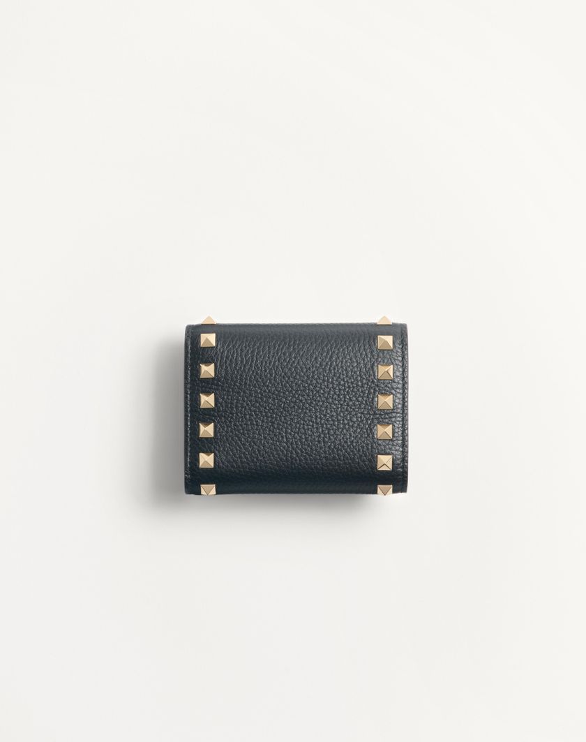 Valentino Handbags Portafoglio Trifold Rockstud In Vitello Granato per Donna in Nero | Valentino IT Offerta