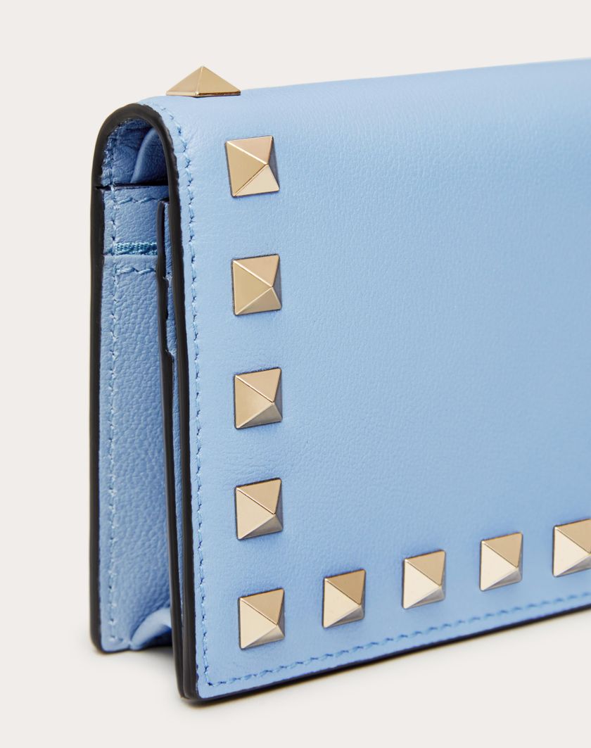Valentino Handbags Portafoglio Piccolo Rockstud In Vitello per Donna in Azzurro | Valentino IT In Vendita