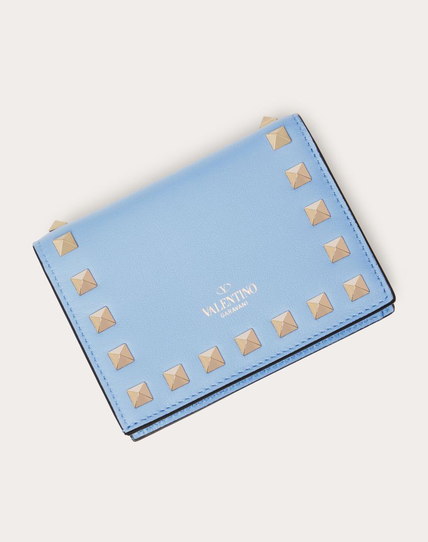 Valentino Handbags Portafoglio Piccolo Rockstud In Vitello per Donna in Azzurro | Valentino IT In Vendita