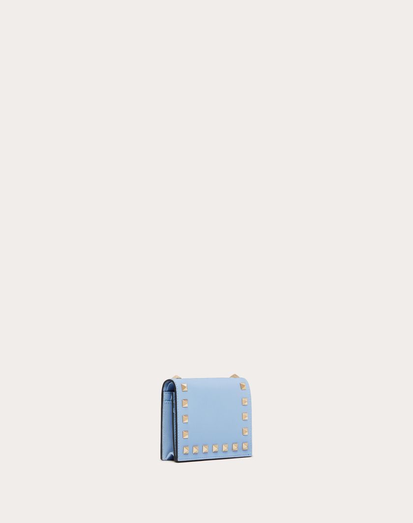Valentino Handbags Portafoglio Piccolo Rockstud In Vitello per Donna in Azzurro | Valentino IT In Vendita