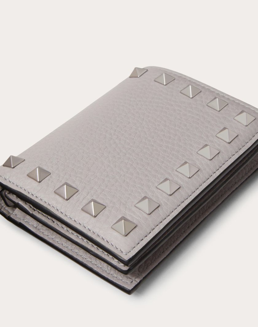 Valentino Handbags Portafoglio Piccolo Rockstud In Vitello Granato per Donna in Grigio | Valentino IT Saldi