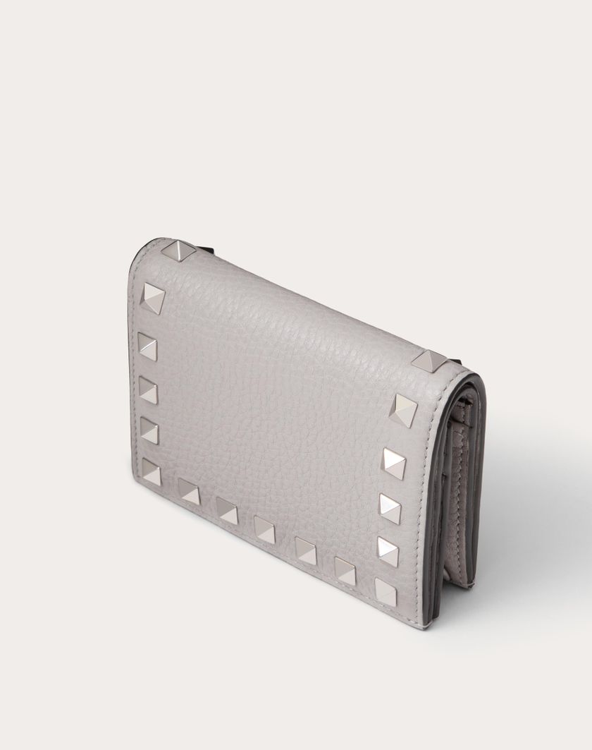 Valentino Handbags Portafoglio Piccolo Rockstud In Vitello Granato per Donna in Grigio | Valentino IT Saldi