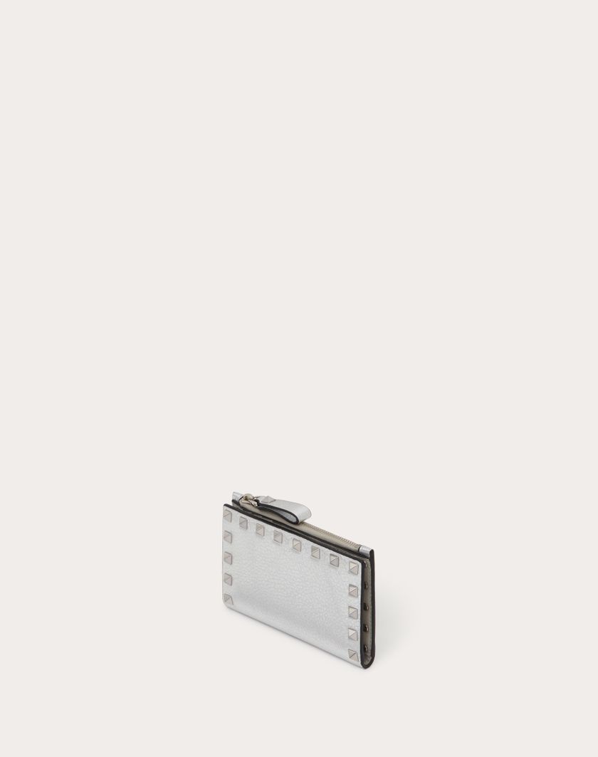 Valentino Handbags Portacarte Con Zip Rockstud In Vitello Granato Metallizzato per Donna in Argento | Valentino IT Hotsell