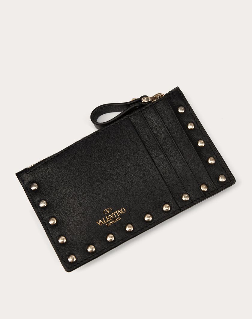 Valentino Handbags Portacarte Con Zip Rockstud In Vitello per Donna in Nero | Valentino IT Vendita Economica