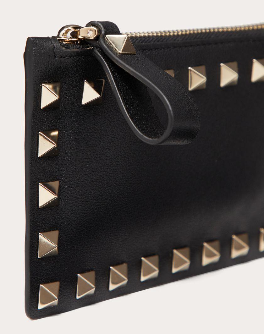 Valentino Handbags Portacarte Con Zip Rockstud In Vitello per Donna in Poudre | Valentino IT I Più Venduti