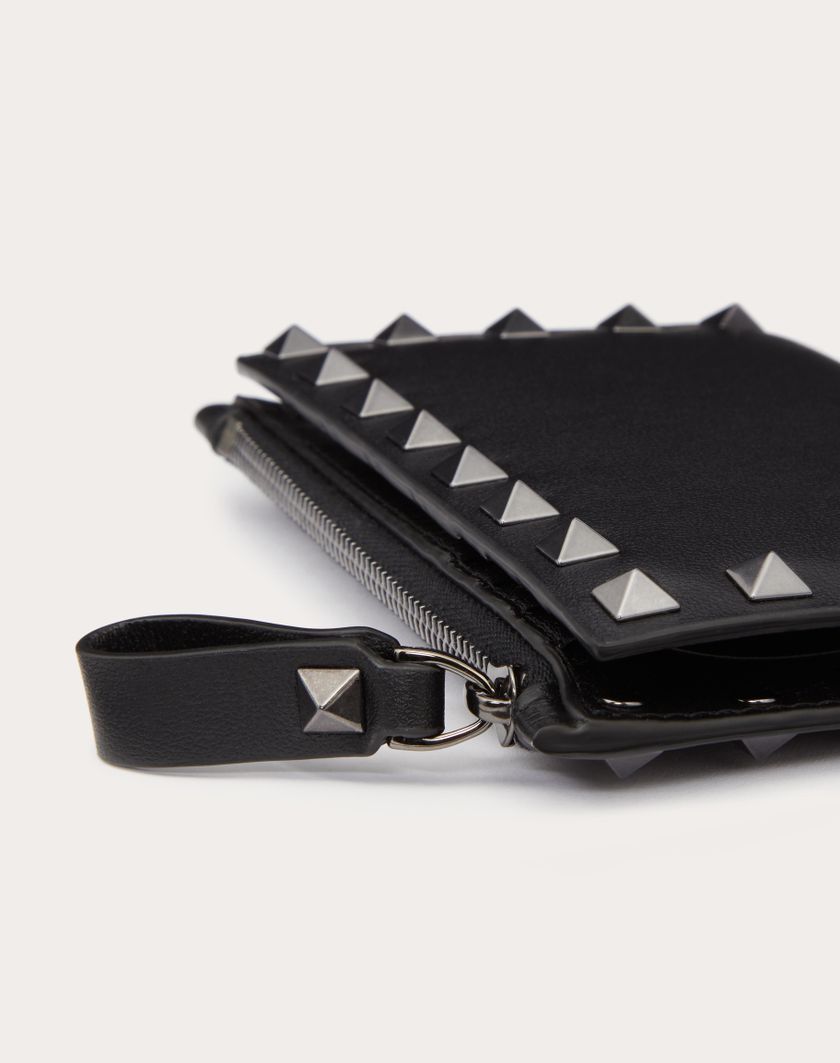 Valentino Handbags Portacarte Con Zip Rockstud In Vitello per Donna in Nero | Valentino IT Vendite Flash