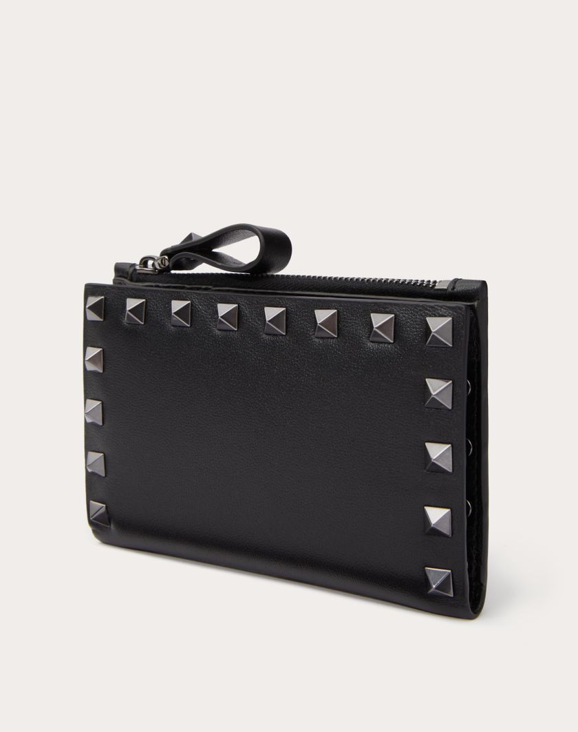Valentino Handbags Portacarte Con Zip Rockstud In Vitello per Donna in Nero | Valentino IT Vendite Flash