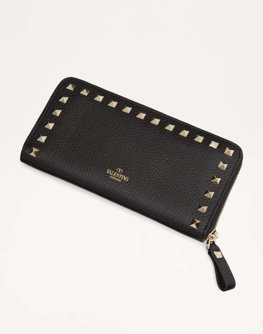 Valentino Handbags Portafoglio Con Zip Rockstud In Vitello Granato per Donna in Nero | Valentino IT In Saldo