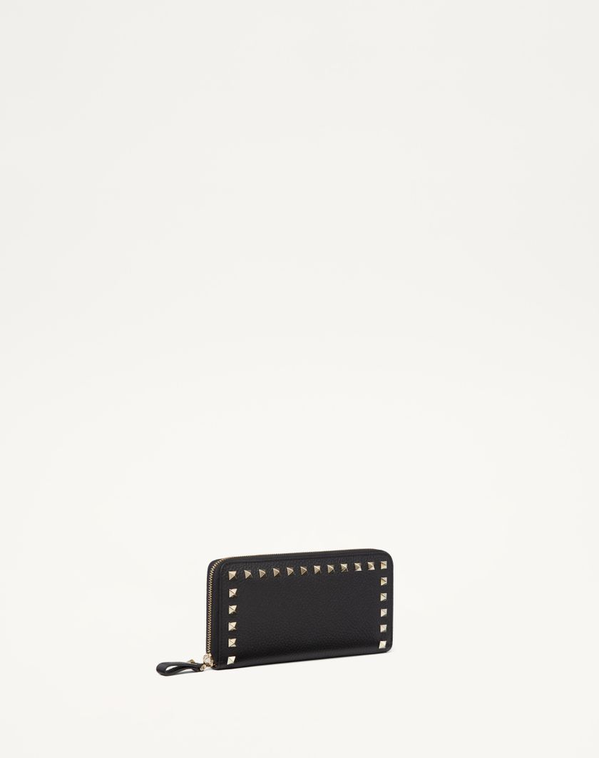 Valentino Handbags Portafoglio Con Zip Rockstud In Vitello Granato per Donna in Nero | Valentino IT In Saldo