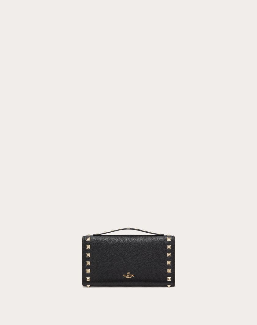 Valentino Handbags Portafoglio Con Catena Rockstud In Vitello Granato per Donna in Poudre | Valentino IT Nuova