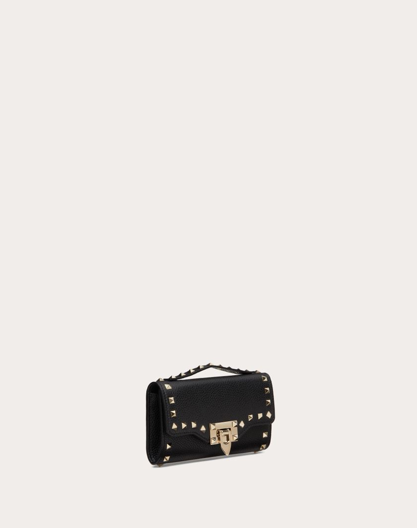 Valentino Handbags Portafoglio Con Catena Rockstud In Vitello Granato per Donna in Nero | Valentino IT Moda