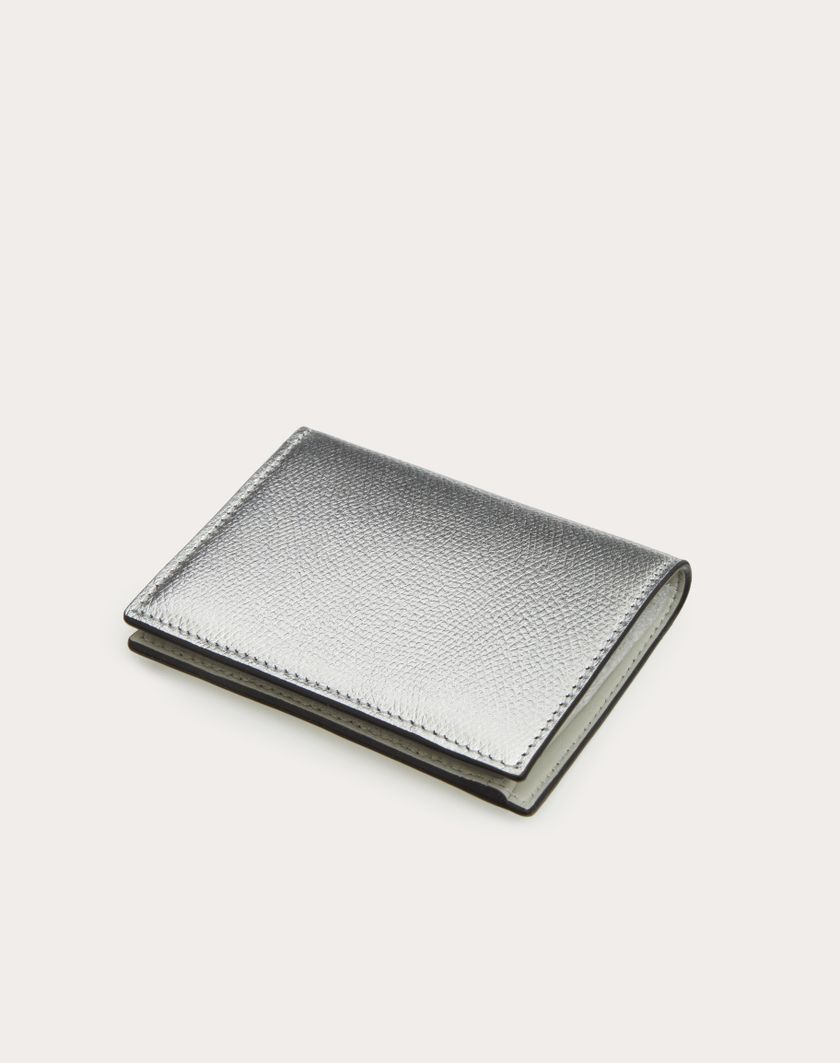 Valentino Handbags Portafoglio Compatto Vlogo Signature In Vitello Granato Metallizzato per Donna in Argento | Valentino IT Prezzo di fabbrica