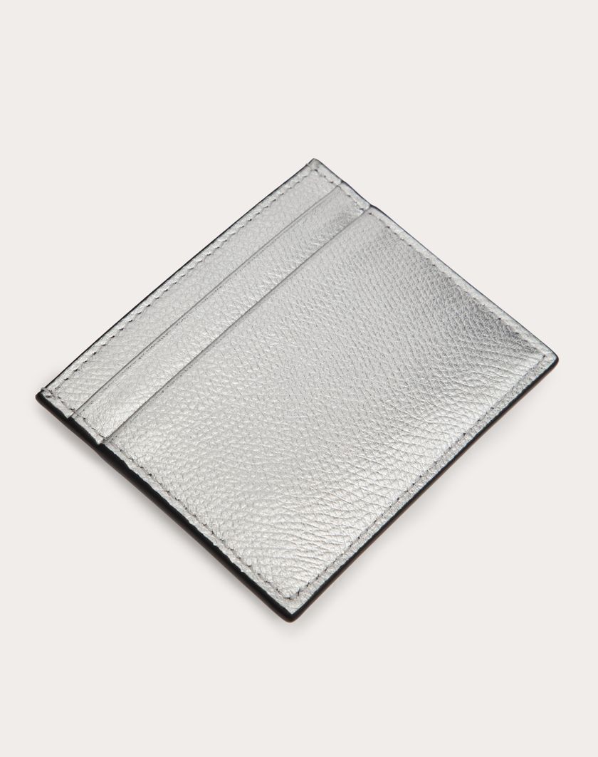 Valentino Handbags Portacarte Vlogo Signature In Vitello Granato Metallizzato per Donna in Argento | Valentino IT Grande vendita