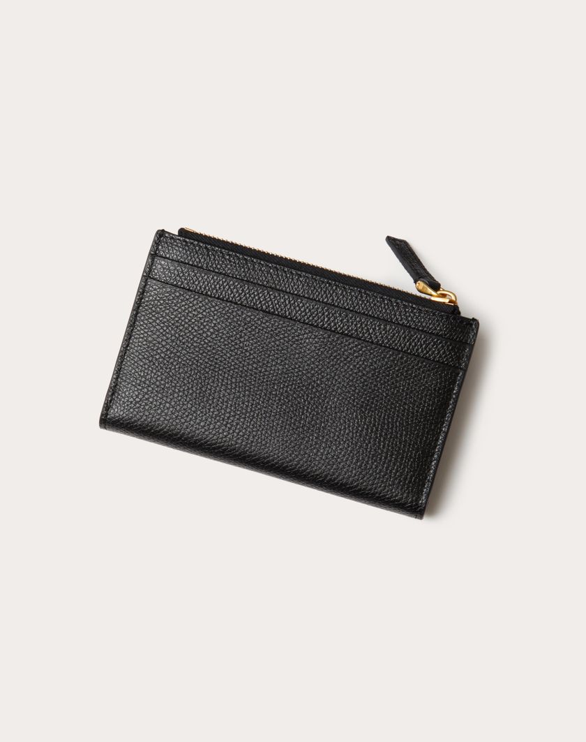 Valentino Handbags Portacarte Vlogo Signature In Vitello Granato Con Zip per Donna in Nero | Valentino IT Flash Sale