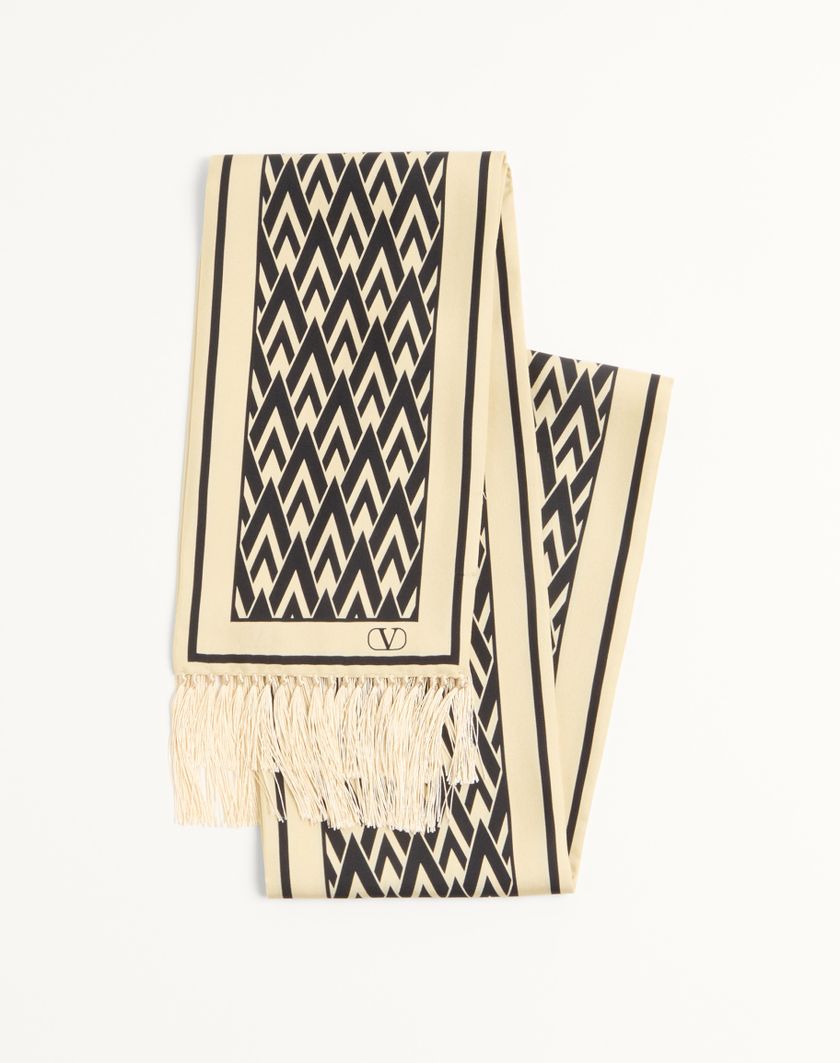 Valentino Handbags Scarf Bandeaux Toute La V In Seta per Donna in Avorio/nero | Valentino IT Cyber Monday