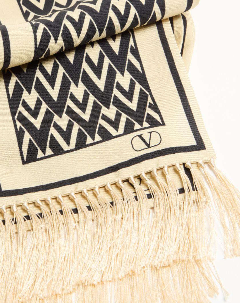 Valentino Handbags Scarf Bandeaux Toute La V In Seta per Donna in Avorio/nero | Valentino IT Cyber Monday