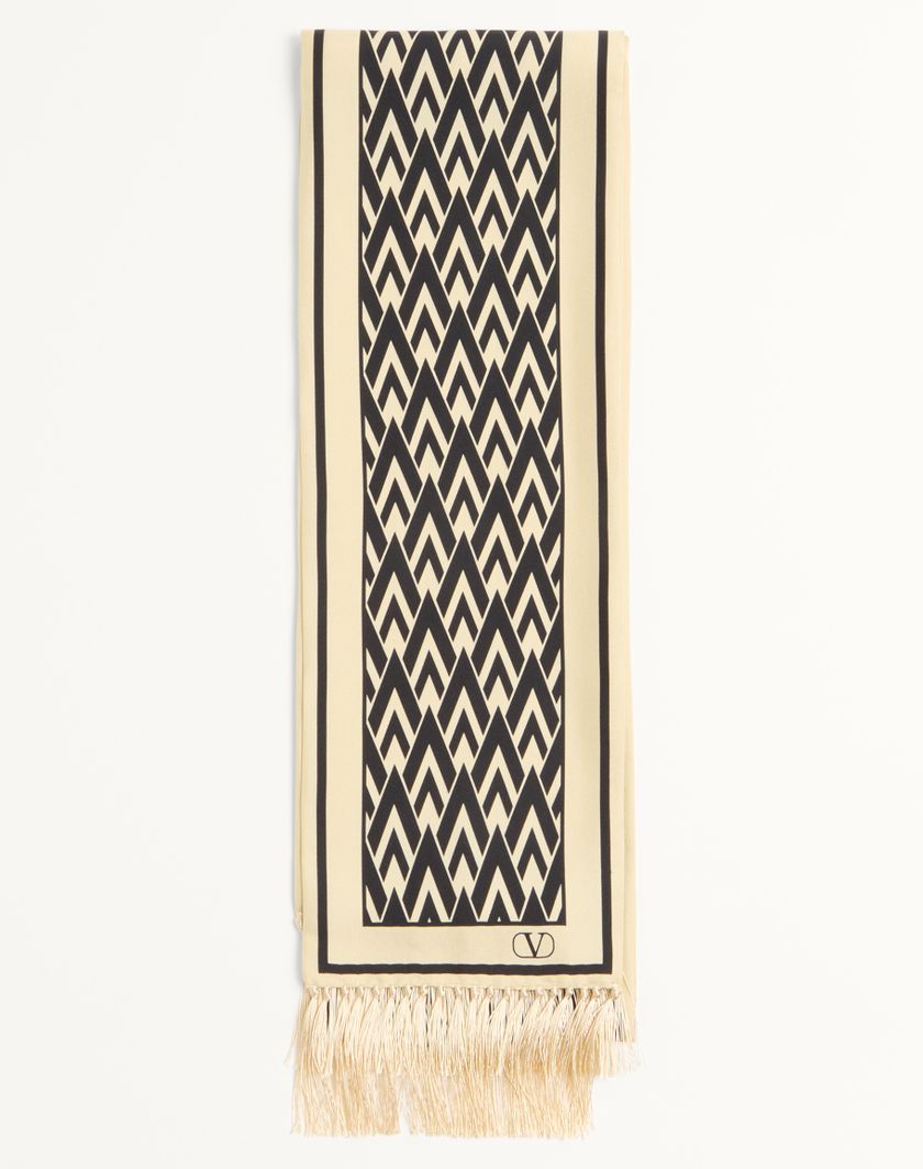 Valentino Handbags Scarf Bandeaux Toute La V In Seta per Donna in Avorio/nero | Valentino IT Cyber Monday