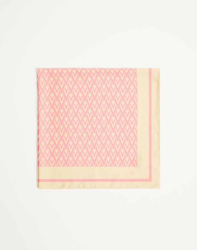 Valentino Handbags Foulard Toute La V In Seta per Donna in Crema/nero | Valentino IT Offerta natalizia