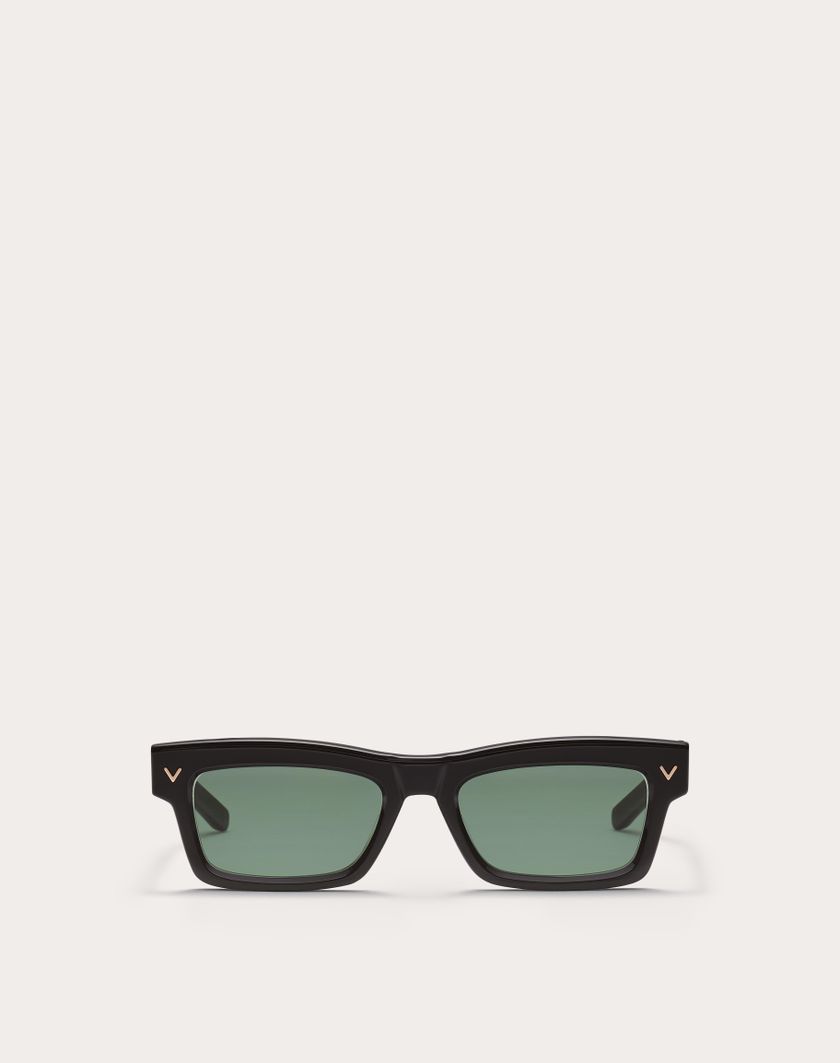 Valentino Handbags V-sharp Occhiale Rettangolare In Acetato in Verde Scuro | Valentino IT Online Outlet