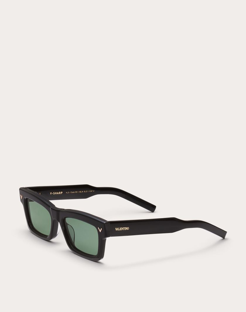 Valentino Handbags V-sharp Occhiale Rettangolare In Acetato in Verde Scuro | Valentino IT Online Outlet