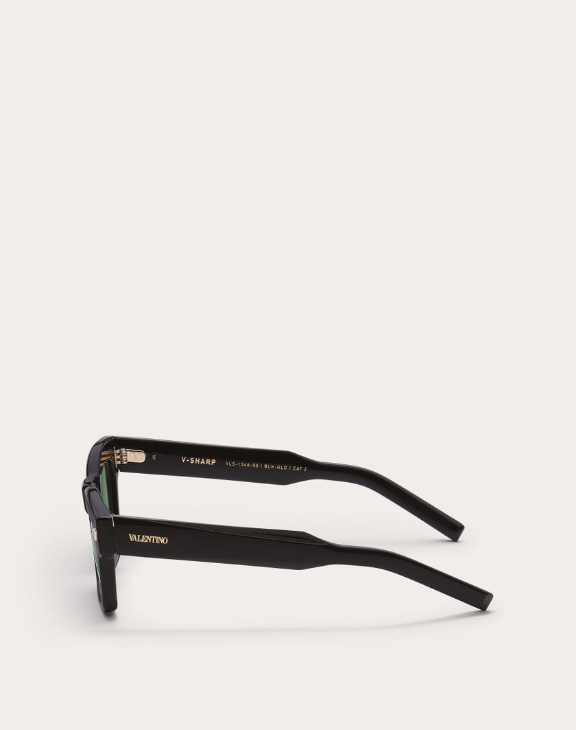 Valentino Handbags V-sharp Occhiale Rettangolare In Acetato in Verde Scuro | Valentino IT Online Outlet