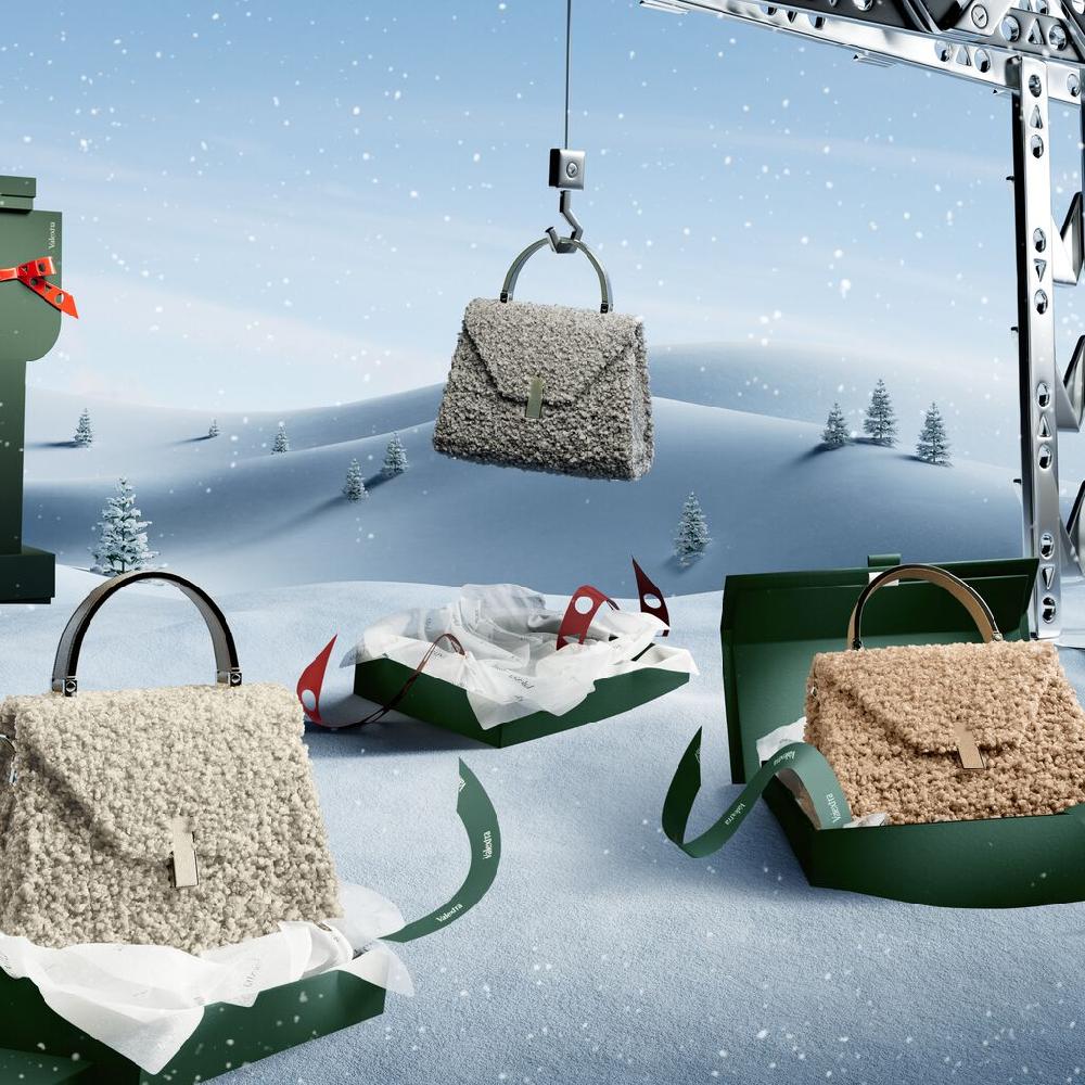 Valextra Borsa a mano da Donna di Lusso in Shearling Beige | Valextra Iside I Più Venduti