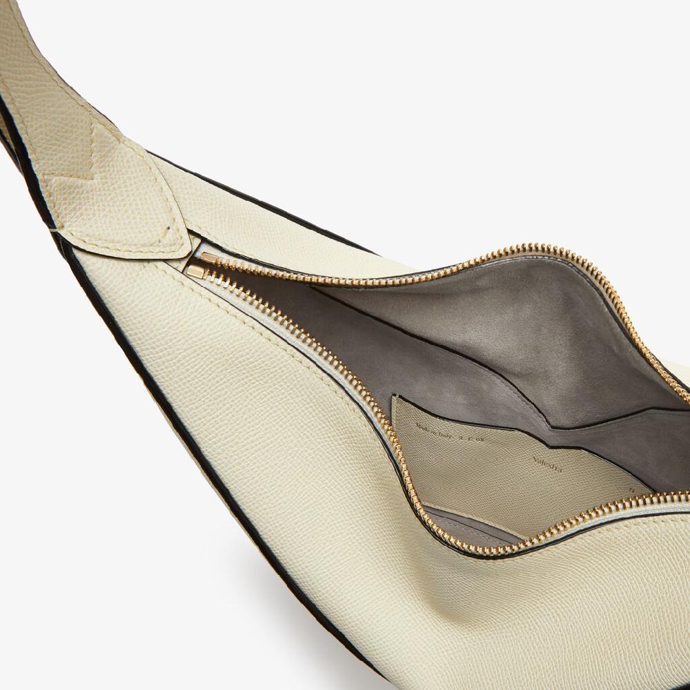 Valextra Borsa Hobo Vivi Mini | Pelle di vitello Millepunte Soft | Bianco Pergamena | Valextra Qualità