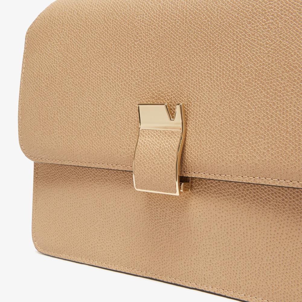 Valextra Borsa a tracolla comoda e versatile in Pelle Beige | Valextra Spedizione Gratuita
