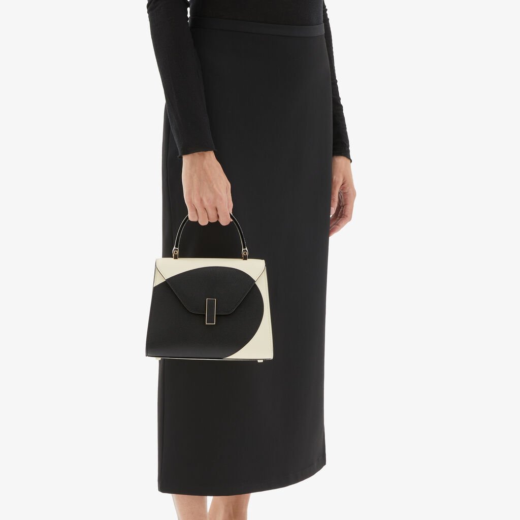 Valextra Borsa a mano da Donna Mini in Pelle Bianca e Nera | Valextra Iside Consegna Veloce