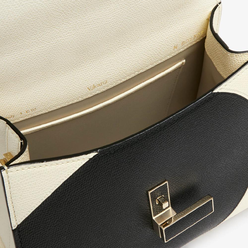 Valextra Borsa a mano da Donna Mini in Pelle Bianca e Nera | Valextra Iside Consegna Veloce