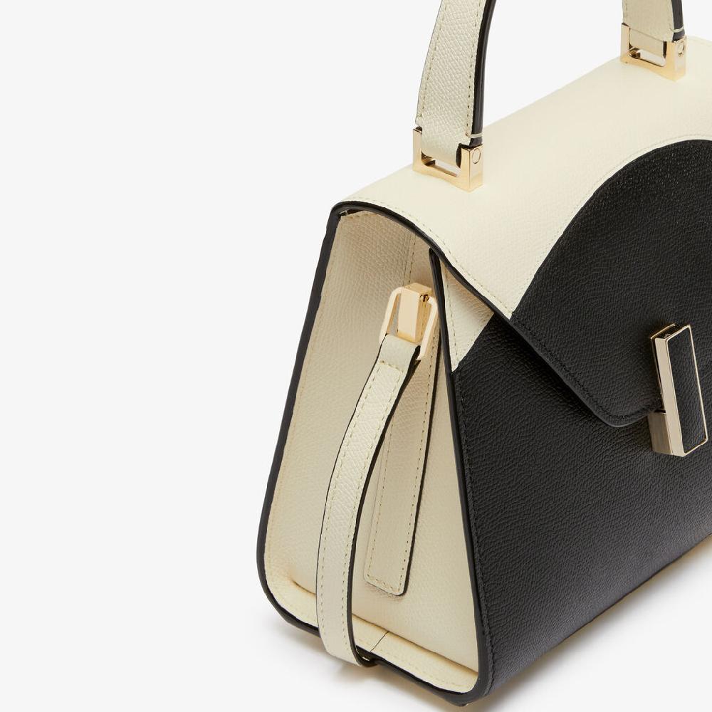 Valextra Borsa a mano da Donna Mini in Pelle Bianca e Nera | Valextra Iside Consegna Veloce