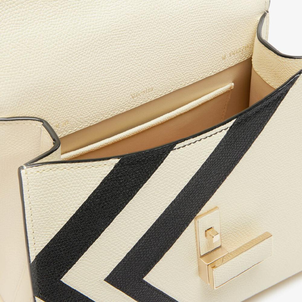 Valextra Borsa a mano Donna Pelle intarsia Bianca e Nera | Valextra Iside Promozione Limitata