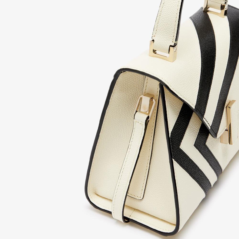 Valextra Borsa a mano Donna Pelle intarsia Bianca e Nera | Valextra Iside Promozione Limitata