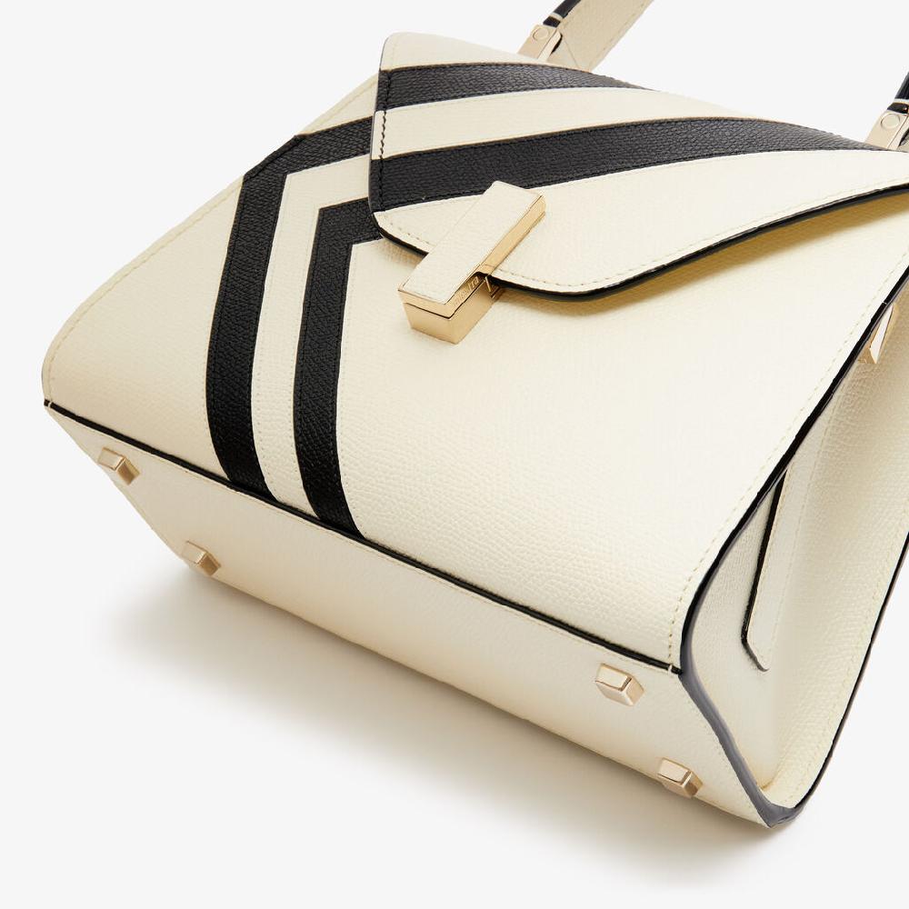 Valextra Borsa a mano Donna Pelle intarsia Bianca e Nera | Valextra Iside Promozione Limitata