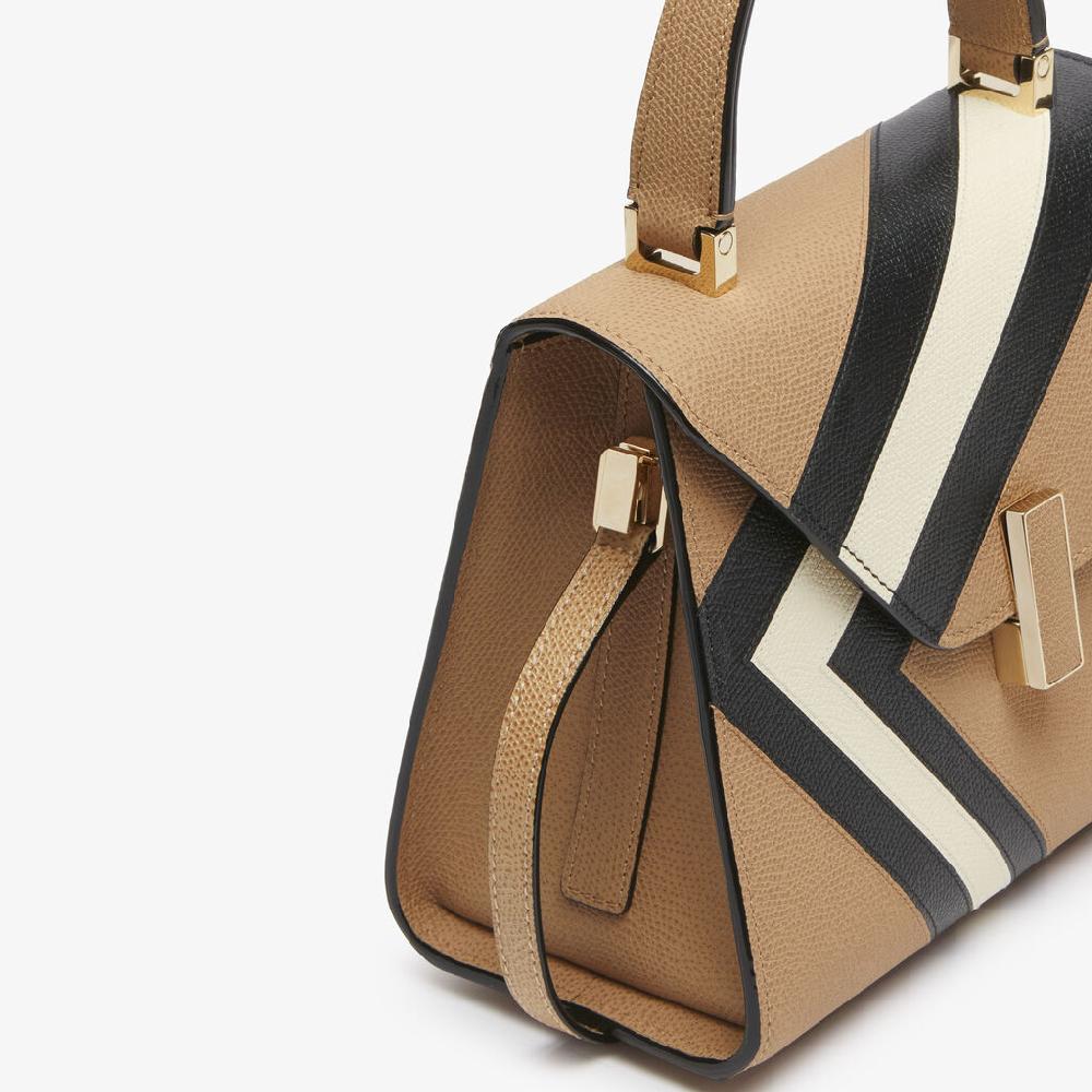 Valextra Borsa a mano da Donna Mini in Pelle Beige e Nera | Valextra Iside Fino Al -60%