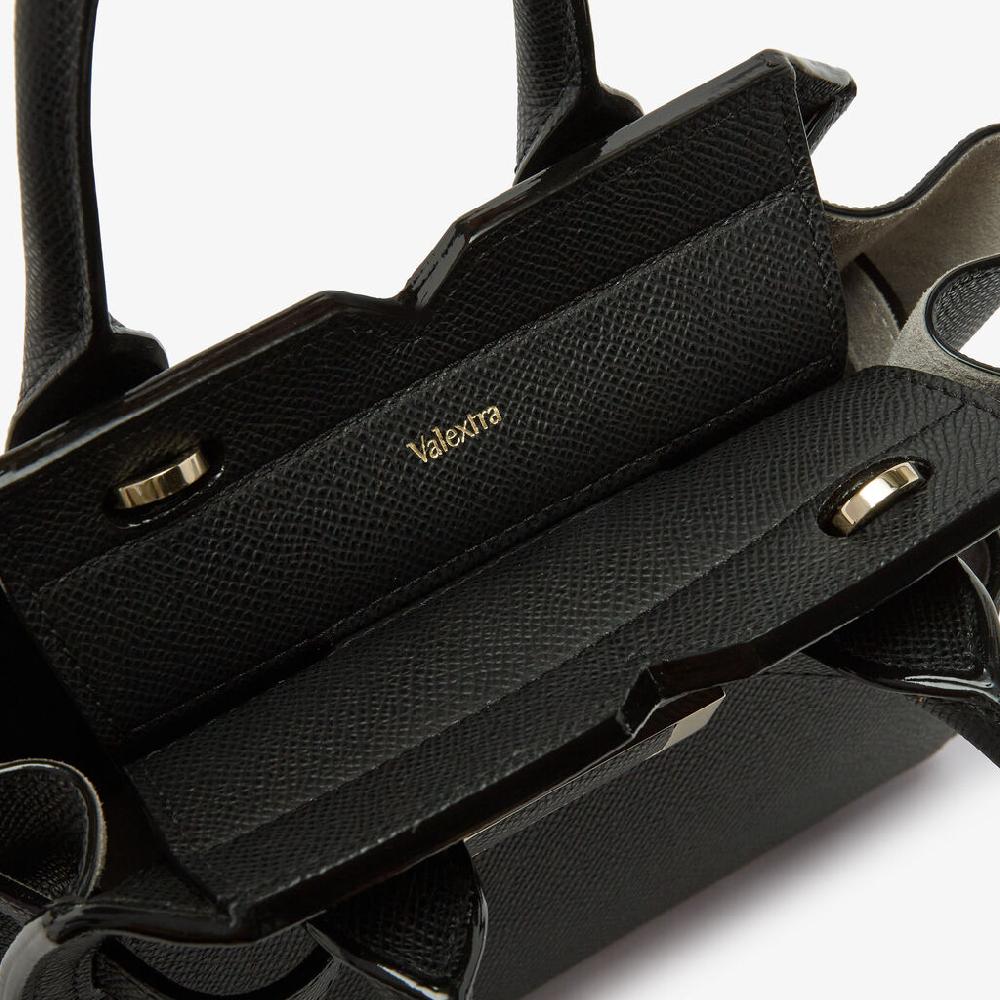 Valextra Borsa a Tracolla Milano Micro | Pelle di vitello Millepunte Soft | Nero | Valextra Prezzo Ridotto