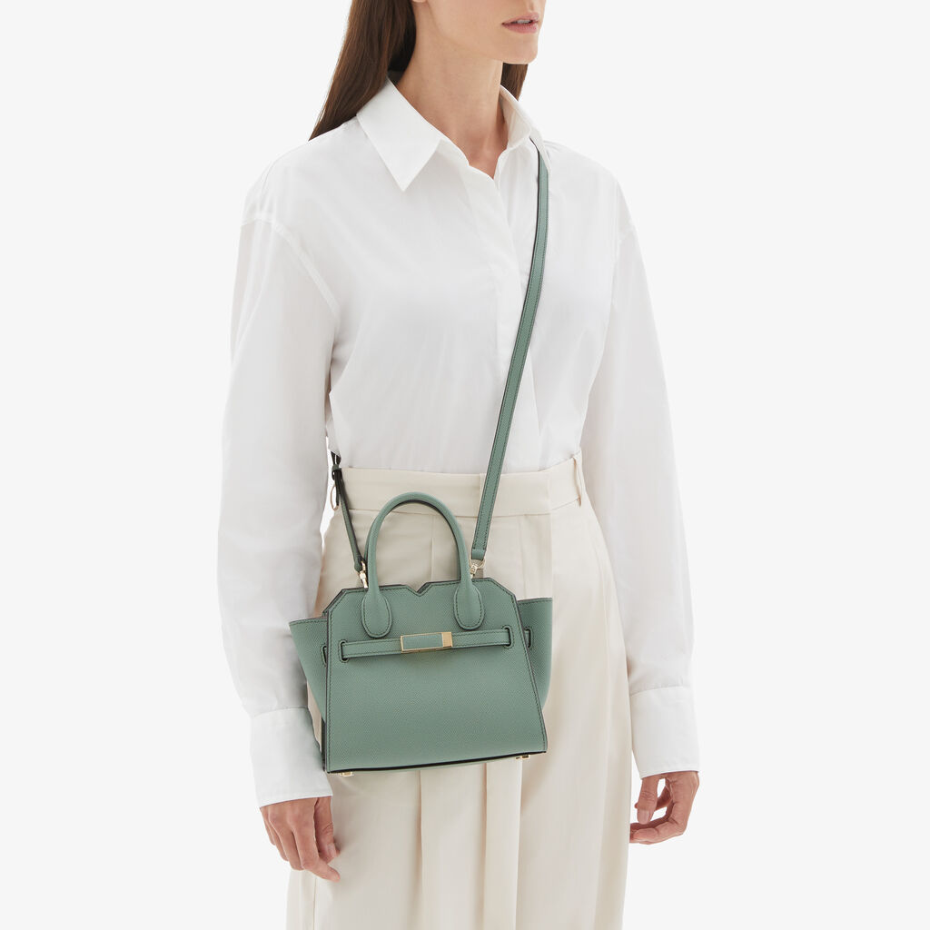 Valextra Borsa a Tracolla Milano Micro | Pelle di vitello Millepunte Soft | Verde Eucalipto | Valextra Convenienza