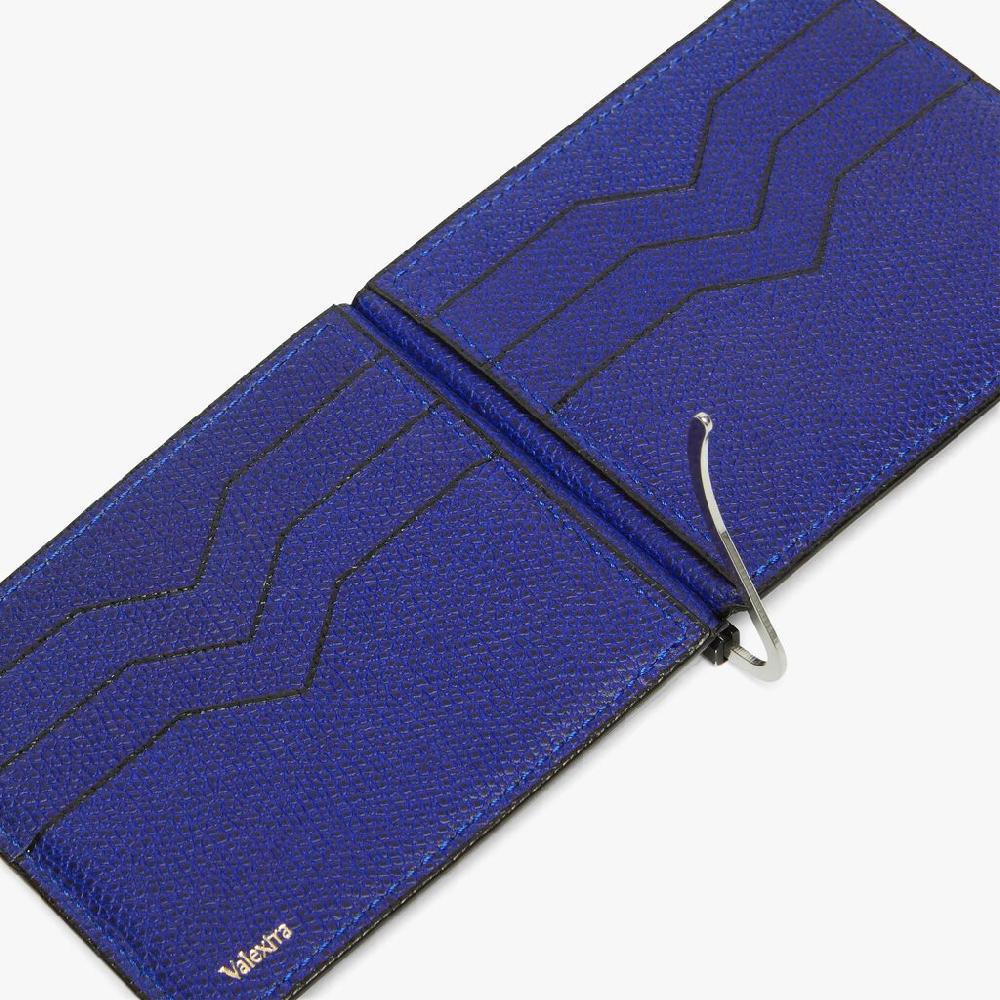 Valextra Portafoglio con fermasoldi in Pelle Blu | Valextra Outlet