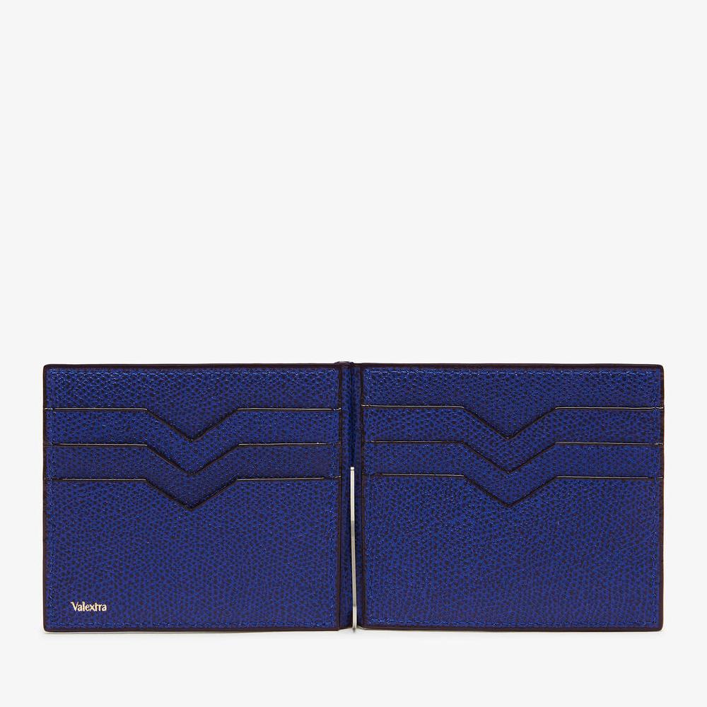 Valextra Portafoglio con fermasoldi in Pelle Blu | Valextra Outlet