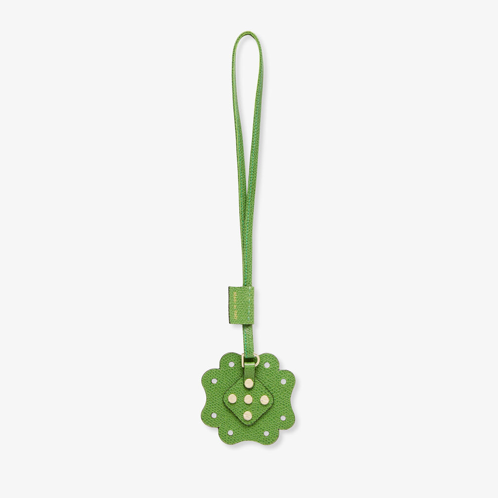 Valextra Charm Engineering Beauty Quadrifoglio | Pelle di vitello Millepunte | Verde Prato | Valextra Negozio
