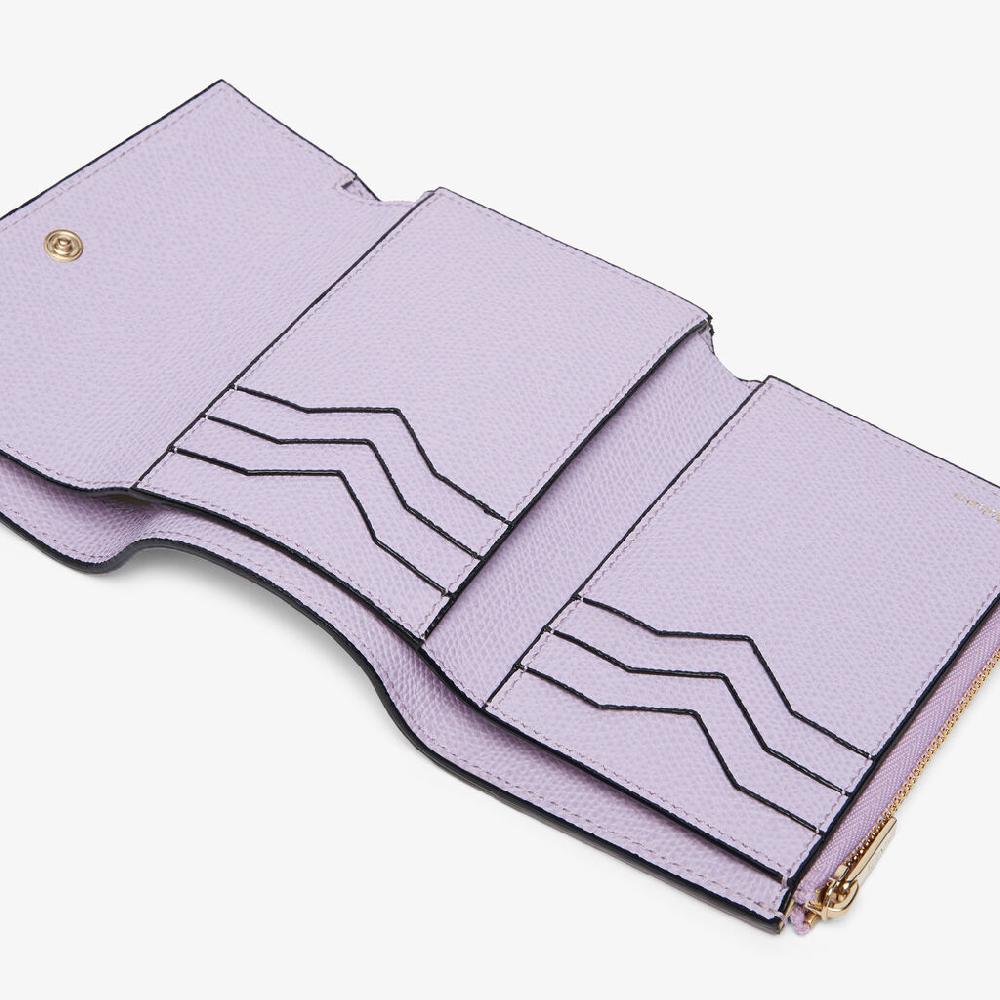 Valextra Portafoglio piccolo da Donna di Lusso in Pelle Lilla | Valextra Pocket Nuova