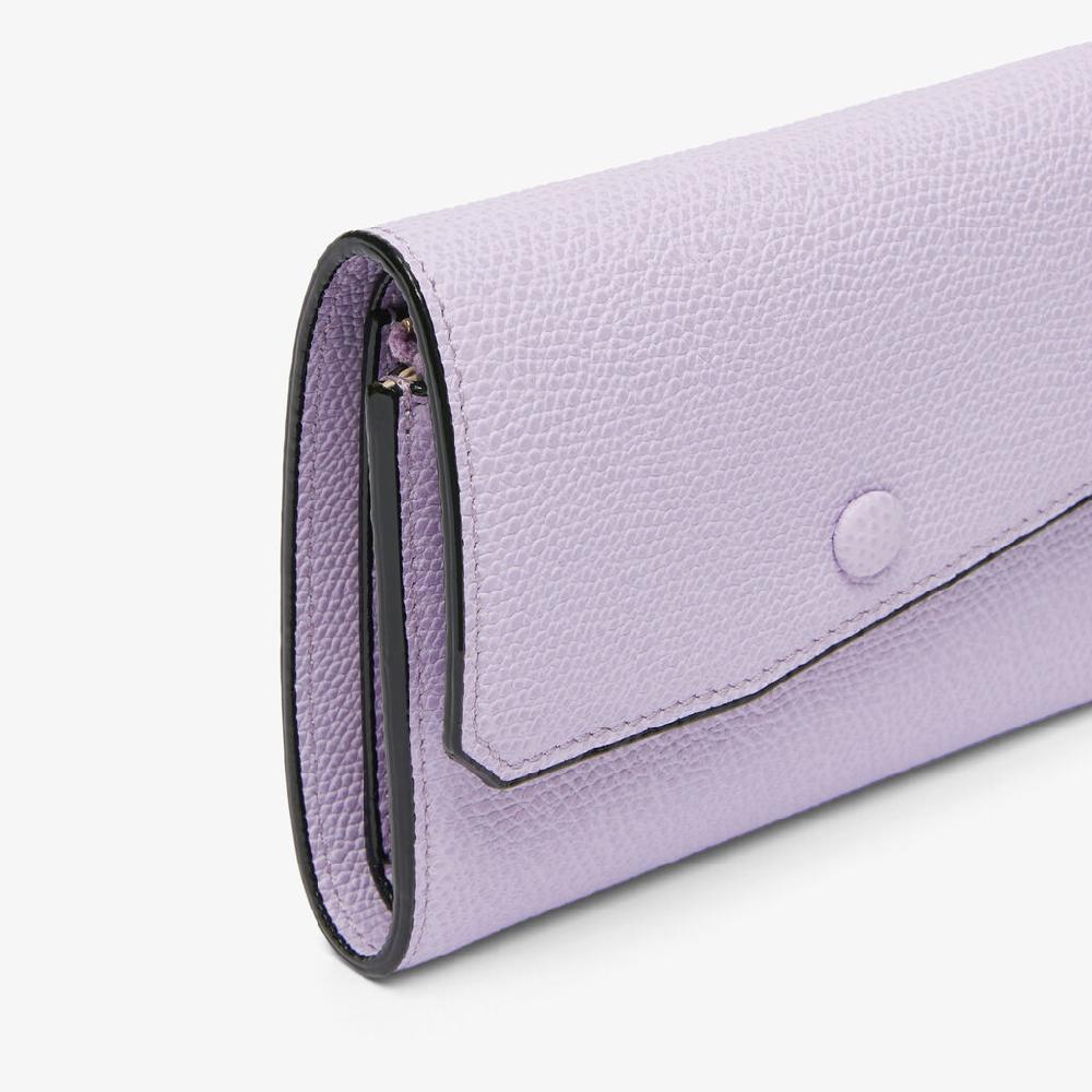 Valextra Portafoglio piccolo da Donna di Lusso in Pelle Lilla | Valextra Pocket Nuova