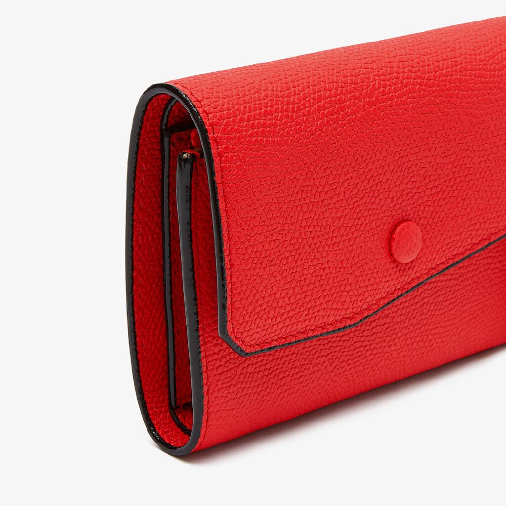 Valextra Portafoglio da Donna in Pelle Rossa cremisi | Valextra Pocket Italy