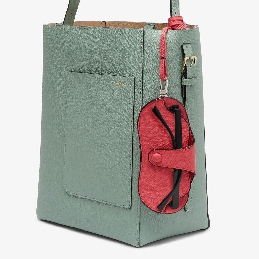 Valextra Porta Occhiali Con Tracolla | Pelle di vitello Millepunte | Rosa Fragola | Valextra Spedizione Gratuita