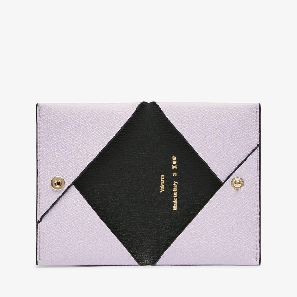 Valextra Porta carte con bottone da Donna in Pelle Rosa e Nera | Valextra Pezzi Unici