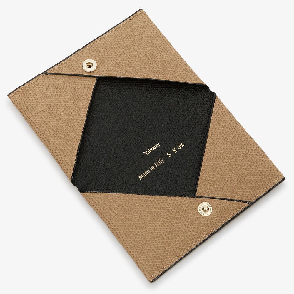 Valextra Porta carte piccolo di Lusso in Pelle Beige e Nera | Valextra Qualità Garantita