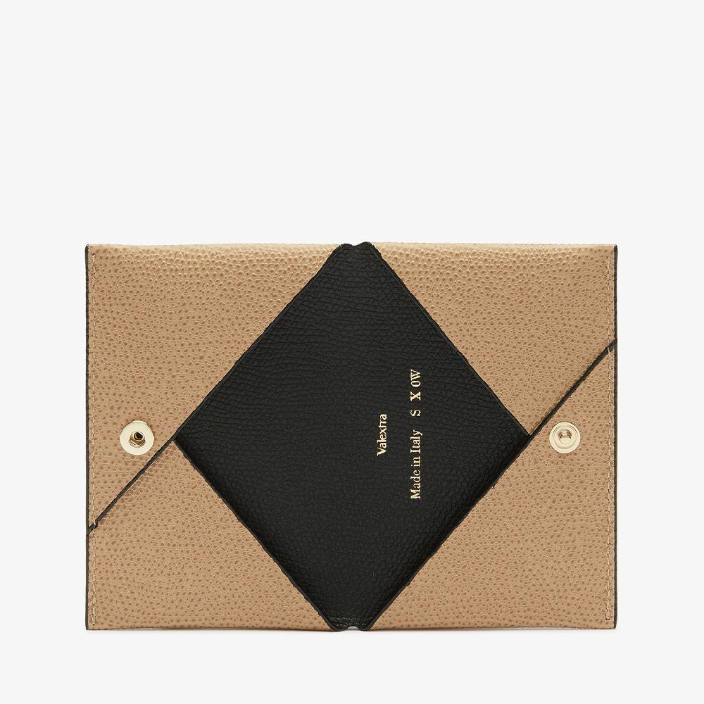Valextra Porta carte piccolo di Lusso in Pelle Beige e Nera | Valextra Qualità Garantita