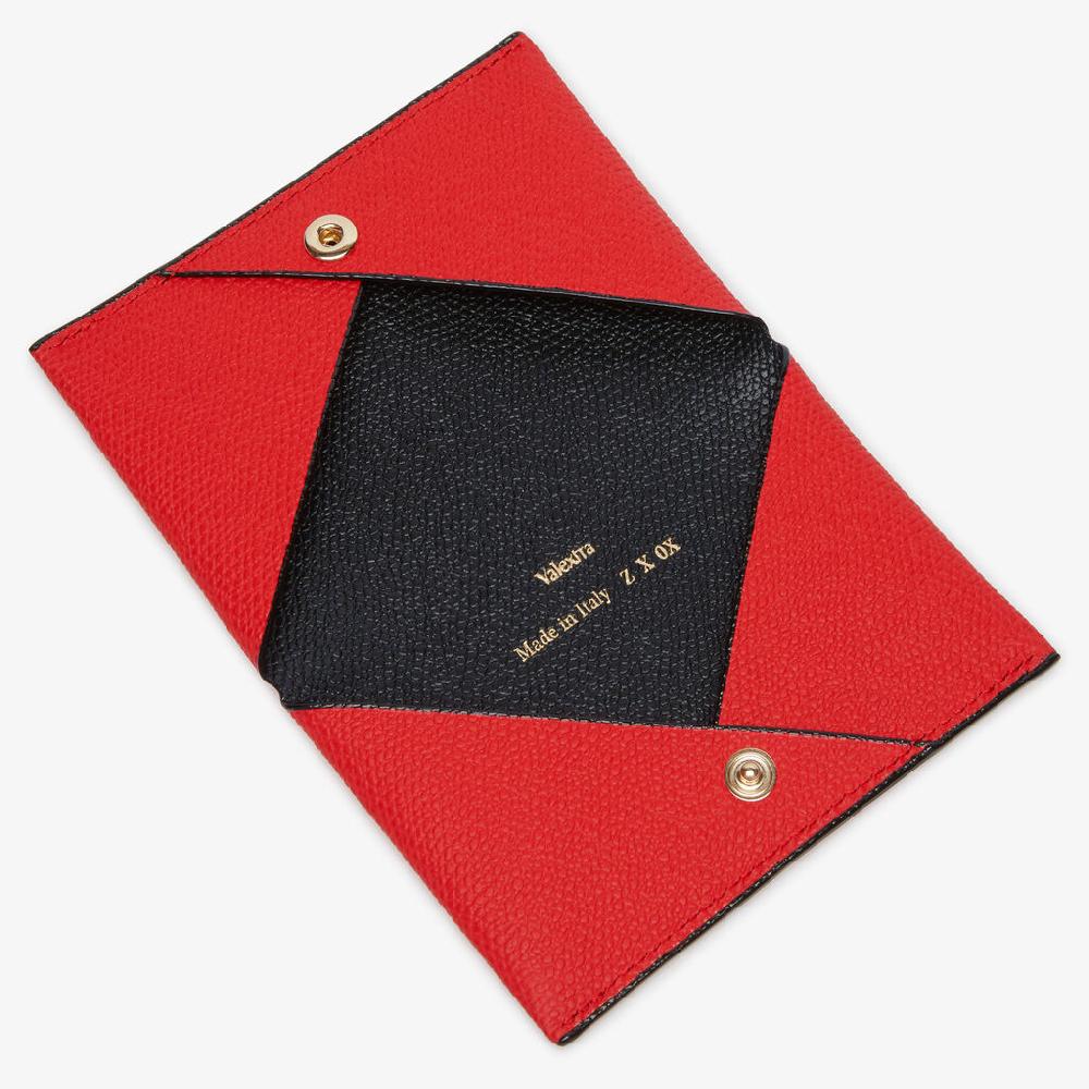 Valextra Porta carte con bottone da Donna in Pelle Rossa e Nera | Valextra Negozi Online